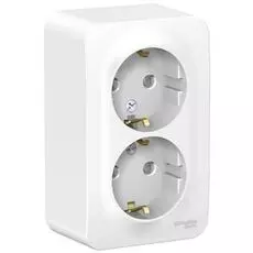 Розетка Schneider Electric BLNRA011221 2-ая с/з со шторками 16А, 250В, монтажная пластина (белый) наруж