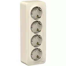 Розетка Schneider Electric BLNRA011412 4-я с/з со шторками 16А, 250В, изолир. Пластина Молочная наруж