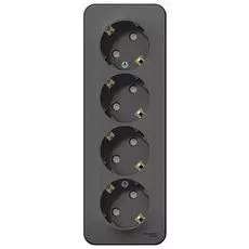 Розетка Schneider Electric BLNRA011416 4-я с/з со шторками 16А, 250В, изолир. пластина Антрацит наруж