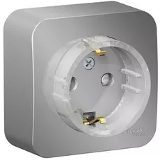 Розетка Systeme Electric BLNRA111113 с/з со шторками, (компакт) 16А, 250В изолир. пластина Алюминий наруж