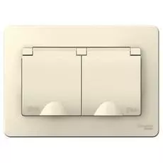 Розетка Schneider Electric BLNRS441122 2-ая с/з со шторками IP44, 16А, 250В Молочная внутр