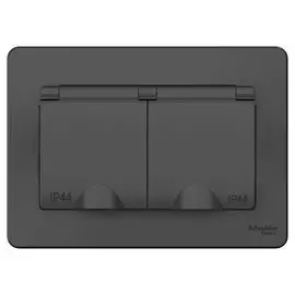 Розетка Schneider Electric BLNRS441126 2-ая с/з со шторками IP44, 16А, 250В Антрацит внутр