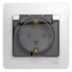 Розетка Schneider Electric GSL000148 с заземлением со шторками с крышкой, IP44 (в сборе с рамкой)