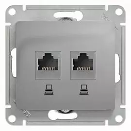 Розетка Schneider Electric GSL000385KK 2-ая компьютерная RJ45+RJ45, кат.5E алюминий