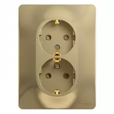 Розетка Schneider Electric GSL000426 Glossa Титан 2-я с заземлением со шторками (в сборе с рамкой) (кратно 10 шт)