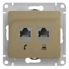 Розетка Schneider Electric GSL000485 Glossa Титан 2-я RJ11+RJ45, кат.5E