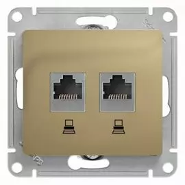 Розетка Schneider Electric GSL000485KK 2-ая компьютерная RJ45+RJ45, кат.5E титан