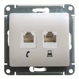 Розетка Systeme Electric GSL000685 2-ая RJ11+RJ45, кат.5E перламутр