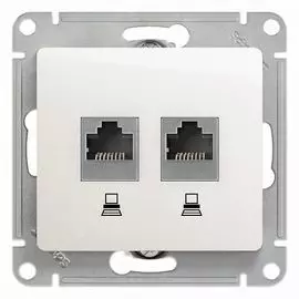 Розетка Schneider Electric GSL000685KK 2-ая компьютерная RJ45+RJ45, кат.5E перламутр