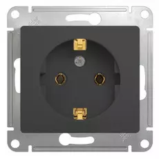 Розетка Schneider Electric GSL000745 с заземлением со шторками антрацит в рамку