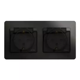 Розетка Schneider Electric GSL000747 Glossa 2-ая с/з, со шторками, в сборе, IP44 антрацит