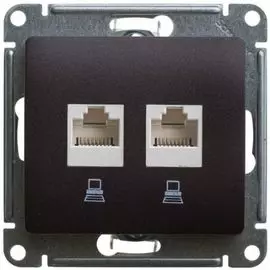 Розетка Schneider Electric GSL000885KK 2-ая компьютерная RJ45+RJ45, кат.5E шоколад