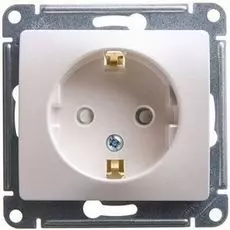 Розетка Schneider Electric GSL000945 GLOSSA с заземлением со шторками (молочный)