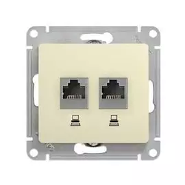 Розетка Schneider Electric GSL000985KK SE Glossa молочная 2-ая компьютерная RJ45+RJ45, кат.5E