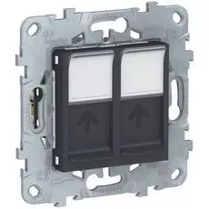 Розетка Schneider Electric NU542454 UnicaNew, антрацит, компьютерная, RJ45, двойная, кат. 6 UTP