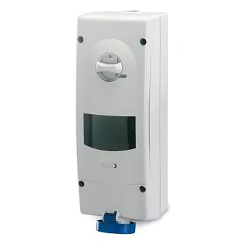 Розетка настенная DKC DIS5683283RMW с механической блокировкой и DIN-рейкой на 6 модулей IP67 63А 2P+E 230В, "Quadro"