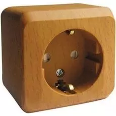 Розетка Schneider Electric PA16-004T Этюд 1-ая, с заземлением, со шторками, наружная, 16 А, 250 В, 3680 Вт, IP20, в сборе (темный бук)