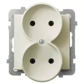 Розетка Ospel GP-2RR/m/27 двойная, 16A, 250V, 3520W, IP-20, клеммы винтовые, экрю