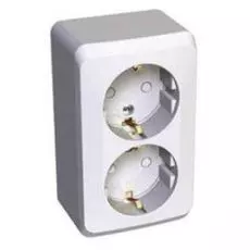 Розетка Schneider Electric PA16-008B Этюд 2-ая, с заземлением, со шторками, наружная, 16 А, 250 В, 3680 Вт, IP20, в сборе (белая)