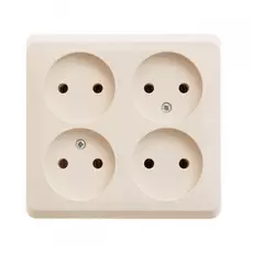 Розетка Schneider Electric PA16-205K Этюд 4-ая, без заземления, без шторок, наружная, 16 А, 250 В, 3680 Вт, IP20, в сборе (кремовая)