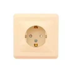 Розетка Schneider Electric PC16-004K Этюд 1-ая скрытая, с заземлением, со шторками, 16 А, 250 В, IP20, в сборе (кремовая)