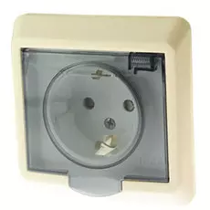 Розетка Schneider Electric PC16-044K Этюд 1-ая скрытая, с заземлением, со шторками с крышкой, 16 А, 250 В, IP 44, в сборе (кремовая)