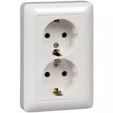 Розетка Schneider Electric RS16-236-B Хит, двойная, скрытая, белая, с заземлением, без шторок, 16А/250В