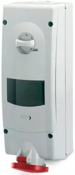 Розетка настенная DKC DIS5683287RW с механической блокировкой и предустановленным модульным оборудованием. 3P+N+E, 32 А (УЗО 40А, 30 мА), IP67, "Quadr