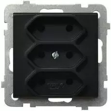 Розетка Ospel GP-3R/m/33 EURO, тройная, 2, 5A, 230V, IP-20, черный металлик