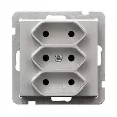 Розетка Ospel GP-3R/m/38 EURO, тройная, 2, 5A, 230V, IP-20, серебро матовое
