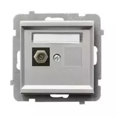 Розетка Ospel GPA-1RF/m/38 телевизионная типа F, одинарная, серебро матовое