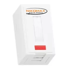 Компьютерная розетка настенная NikoMax NMC-WO1SD2-FT-ST-WT 1 порт, Кат.5e, RJ45/8P8C, FT-TOOL/110/KRONE, T568A/B, экранированная, со шторками, белая