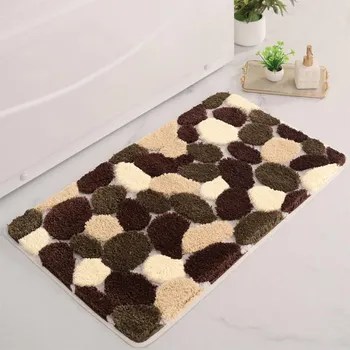 Flocking Stone Ванная комната Кашемировый утолщенный коврик для ванной Нескользящие ковры в умывальник Ванной Боковой коврик для пола Душевая комната Дверной коврик Memory Foam 3D Pad 400mm*600mm серый