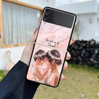 Противоударный чехол для Samsung Galaxy Z Flip 4 3 5G Funda ZFlip4 черный жесткий ZFlip3 zflip4 Fundas Cover Marble Мать Сын Папа Samsung Z Flip 5G