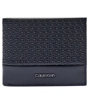 Кошелек мужской Calvin Klein кожаный с тиснением из монограмм, черный
