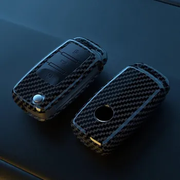 Чехол для ключей автомобиля из АБС-пластика из углеродного волокна для VW Volkswagen Polo Golf Passat Beetle Tiguan Seat Leon Altea Skoda Octavia Kodiaq