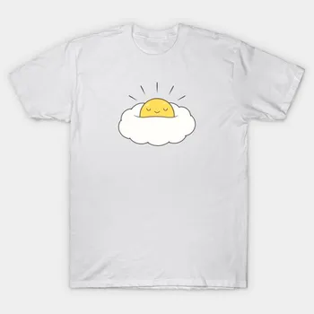 T Shirt Women Egg Cloud Sunny Side Up Harajuku Print Kawaii Tshirt Summer Short Sleeve Female T-Shirt Top Tee S розовый