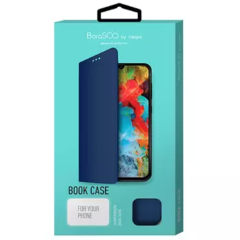 Чехол-книжка BoraSCO для смартфона Xiaomi Redmi 9, искусственная кожа/микрофибра, синий (39073)