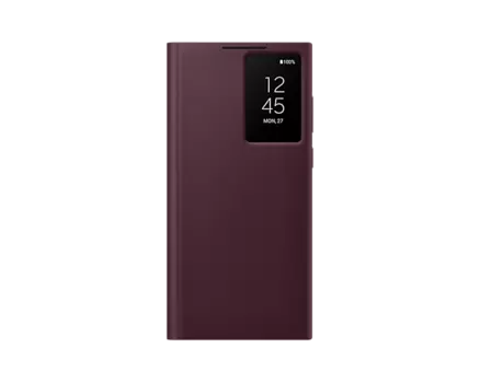 Чехол-книжка Samsung Smart Clear View Cover для смартфона Samsung Galaxy S22 Ultra, Поликарбонат, полиуретан, термопластичный полиуретан, микрофибра, алюминий., Бургунди (ZS908CEEGRU)