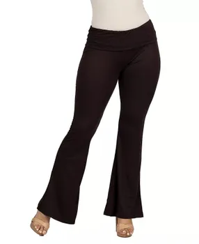 Черные спортивные штаны с расклешенным низом и складной талией 24seven Comfort Apparel, коричневый