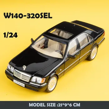 2024 Новая имитация 1/24 масштаба Benzs W140 320SEL винтажная модель автомобиля со звуком и светом детская литая игрушечная машина из сплава коллективный автомобиль зелёный