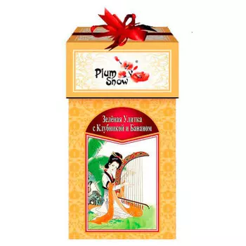 Чай Plum Snow 100г зелёная улитка с клубникой и бананом