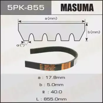Ремень поликлиновой 855 мм 5 ручьев MASUMA 5PK-855