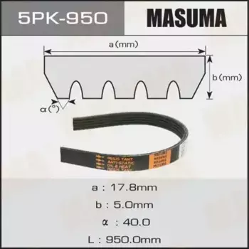 Ремень поликлиновой MASUMA 5PK950