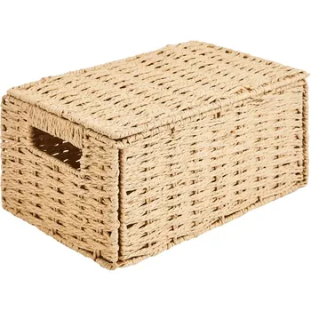 Корзина с крышкой для хранения 30x15x18 см бумага цвет бежевый