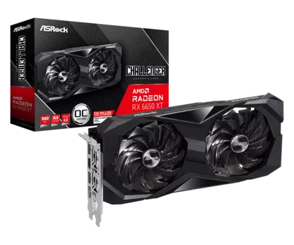 Видеокарта ASRock AMD Radeon RX 6650 XT Challenger D OC, 8Gb DDR6, 128 бит, PCI-E, HDMI, 3DP, Retail (RX6650XT CLD 8GO)