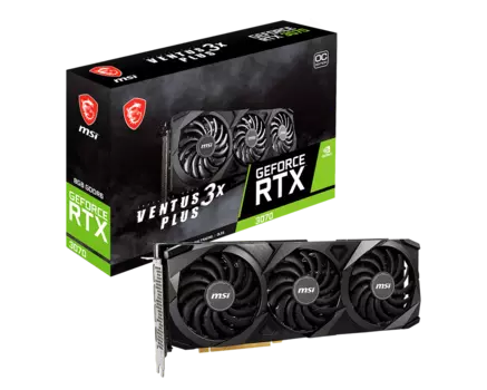 Видеокарта MSI NVIDIA GeForce RTX 3070 VENTUS 3X PLUS 8G OC LHR, 8Gb DDR6, 256bit, PCI-E, HDMI, 3DP, Retail (3070 VENTUS 3X PLUS 8G OC LHR)
