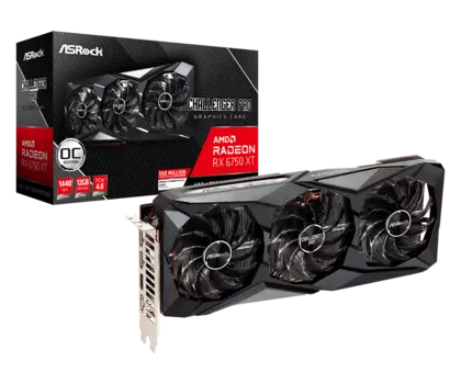 Видеокарта ASRock AMD Radeon RX 6750 XT Challenger Pro 12G OC, 12Gb DDR6, 192 бит, PCI-E, HDMI, 3DP, Retail (RX6750XT CLP 12GO)