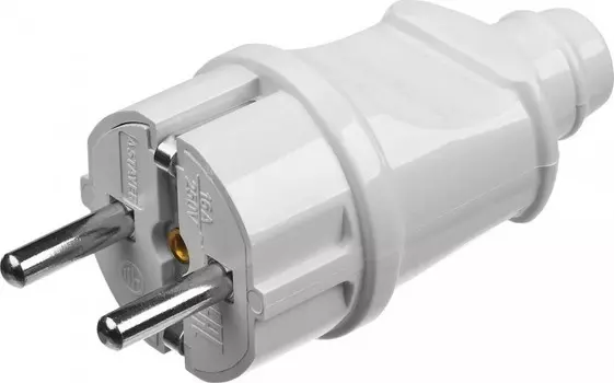 Вилка прямая Stayer MAXElectro евро, 6A, с/з, IP20, белый (55160-W)