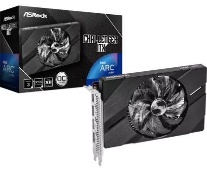 Видеокарта ASRock Intel Arc A380 Challenger ITX 6G OC, 6Gb GDDR6, 96 бит, PCI-E, HDMI, 3DP, Retail (A380 CLI 6GO)
